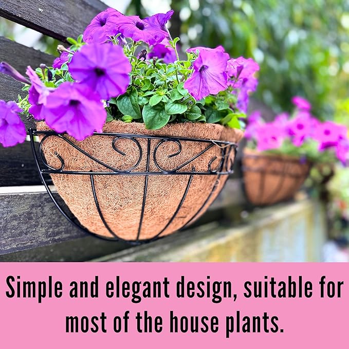 LaLaGreen Wall Hanging Planters, 6 Pack, 12 Inch Balcony Flower Baskets - Image 8