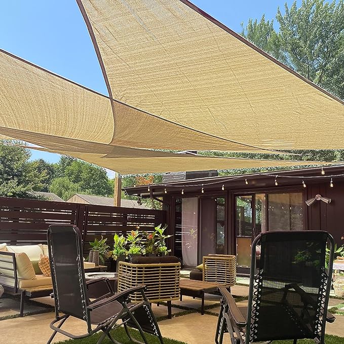 LOVE STORY Custom Size 19'x19'x19' Sand Sun Shade Sail Triangle Sunshade Fabric by LOVESTORY