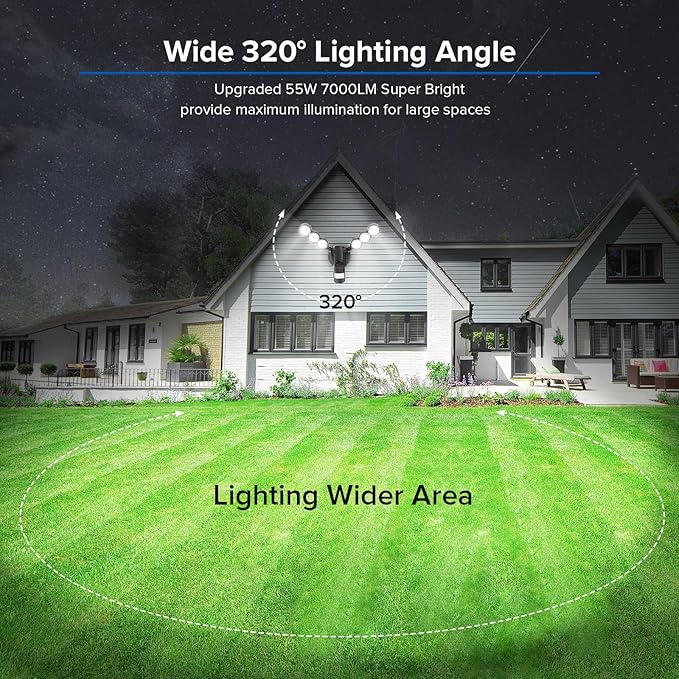 SANSI 55W 7000LM Motion Sensor Outdoor Security Lights, Super Bright 5000K Dusk - Image 2