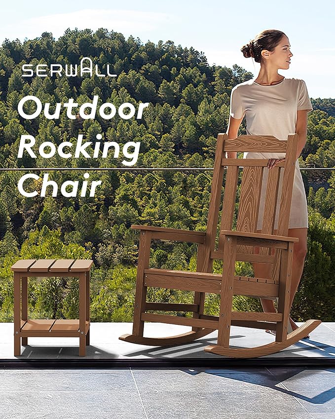 SERWALL Oversized Rocking Chair Set of 2 Outdoor, HDPE Outdoor Rocking Chair - Image 8