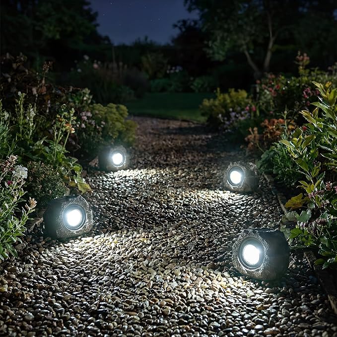Solar Rock Lights Outdoor – 4 Pack Waterproof LED Landscape Garden Spotlights - Image 7