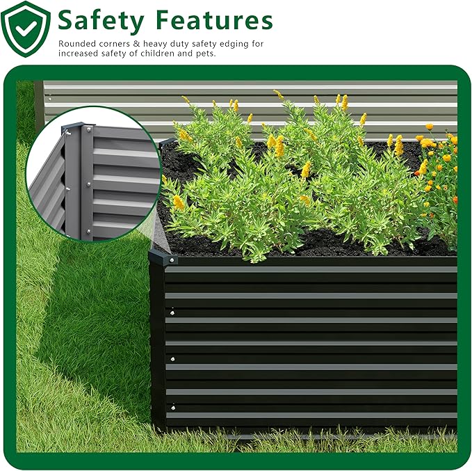 6x3x2FT Galvanized Raised Garden Bed Kit, Vegetable Plant Boxes-Rectangle Metal - Image 5