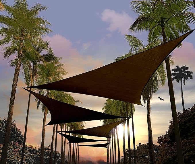 Amgo Custom Size 9' x 9' x 9' Brown Triangle Sun Shade Sail UPF50+ AGTAPRT12 by Amgo
