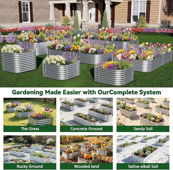 2 Pack Tall 8x4FT Corrugated Galvanized Steel Raised Garden Bed Outdoor - Image 7