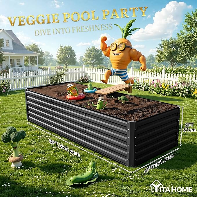 YITAHOME 8x4x2ft Large Raised Garden Bed Kit, Galvanized Metal Planter Box - Image 8