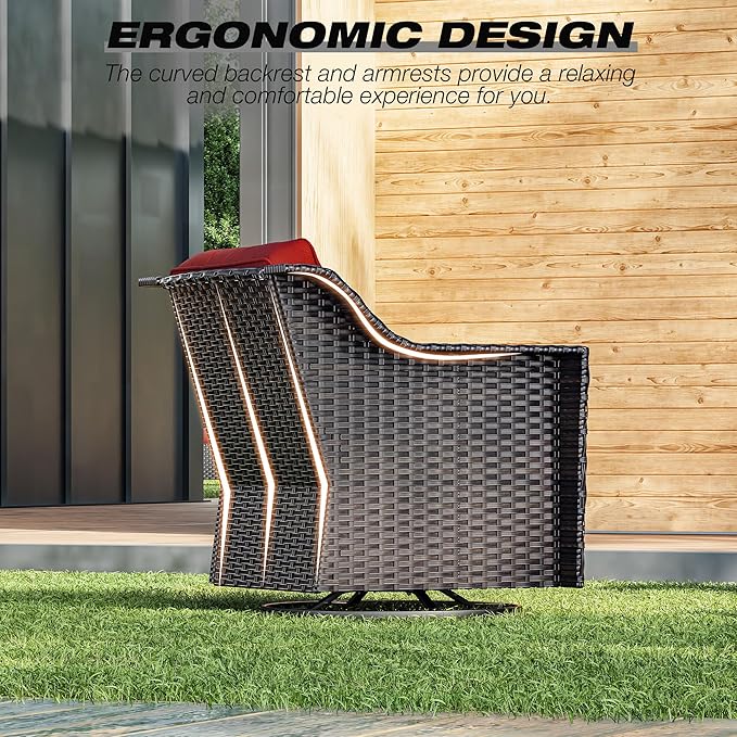 Joyside Swivel Patio Chairs Set of 2, Wicker Patio Furniture - Image 6
