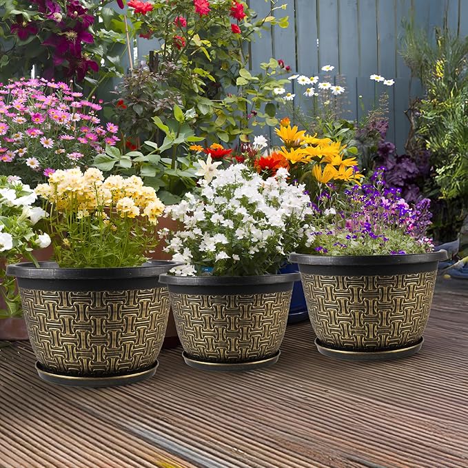 8 Inch Plant Pots, 4 Pack Flower Pot Outdoor - Image 2