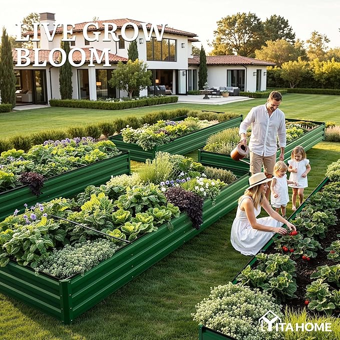 YITAHOME 12x4x1ft 2pcs Large Raised Garden Bed Kit, Galvanized Metal Planter Box - Image 3
