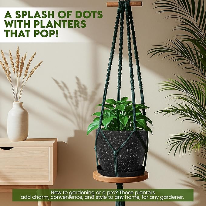 Utopia Home - Spotty Plant Pots Indoor - 7/6.6/6/5.3/4.8 Inches Flower Pots - 5 - Image 2