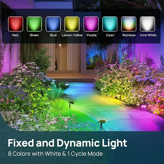 Linkind Solar Lights Outdoor Waterproof IP65, StarRay RGB Solar Spot Lights - Image 4