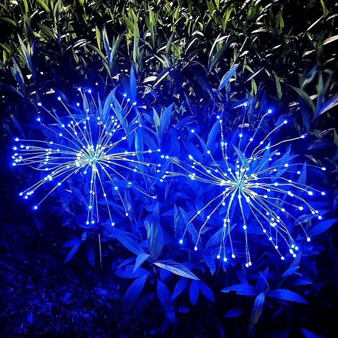 JJGoo Solar Firework Lights, 2 Pack 120 LEDs 2 Lighting Modes Solar Garden - Image 2