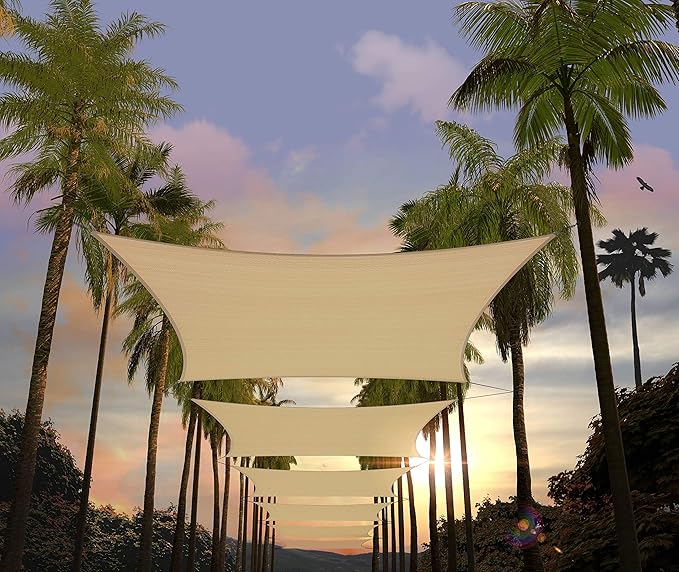 Amgo 16' x 20' Beige Rectangle Sun Shade Sail Canopy Awning UPF50+ AGTAPR1620 by Amgo