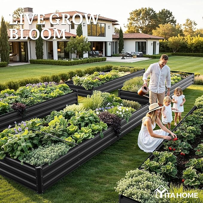 YITAHOME 12x4x1ft Large Raised Garden Bed Kit, Galvanized Metal Planter Box - Image 3