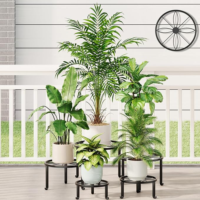 5 Pack Metal Potted Plant Stand Small Short Flower Pot Holder by Unknown
