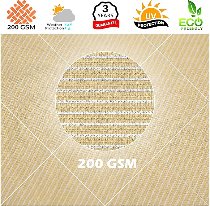 Royal Shade 10' x 20' Beige Rectangle Sun Shade Sail Canopy Outdoor Patio - Image 8