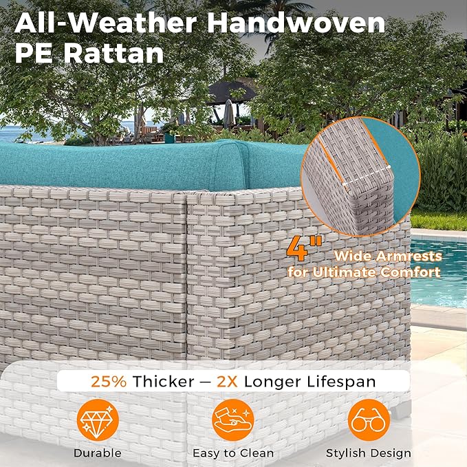 8-Seat Outdoor Wicker Patio Furniture Set - Image 4