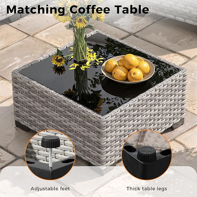12-Seat Modern Outdoor Wicker Rattan Patio Furniture Set - Image 8