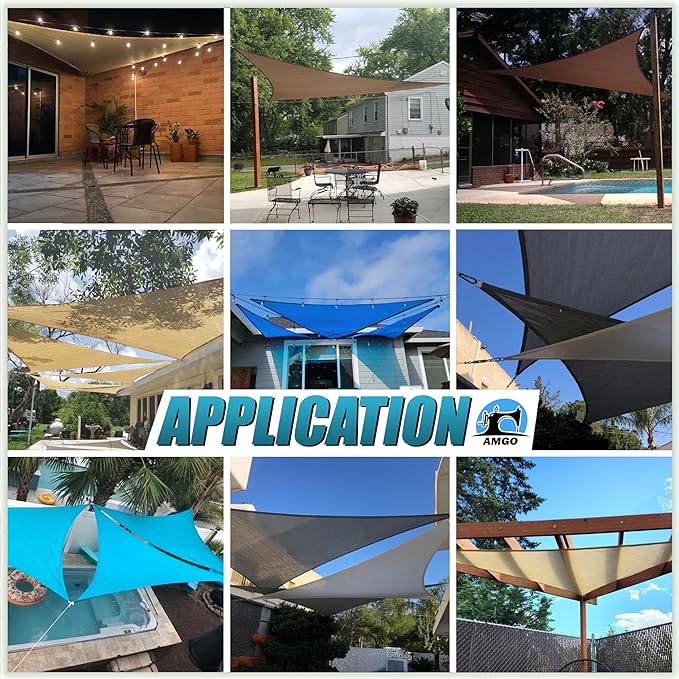 Amgo Custom Size 9' x 12' x 15' Black Right Triangle Sun Shade Sail Order to - Image 5