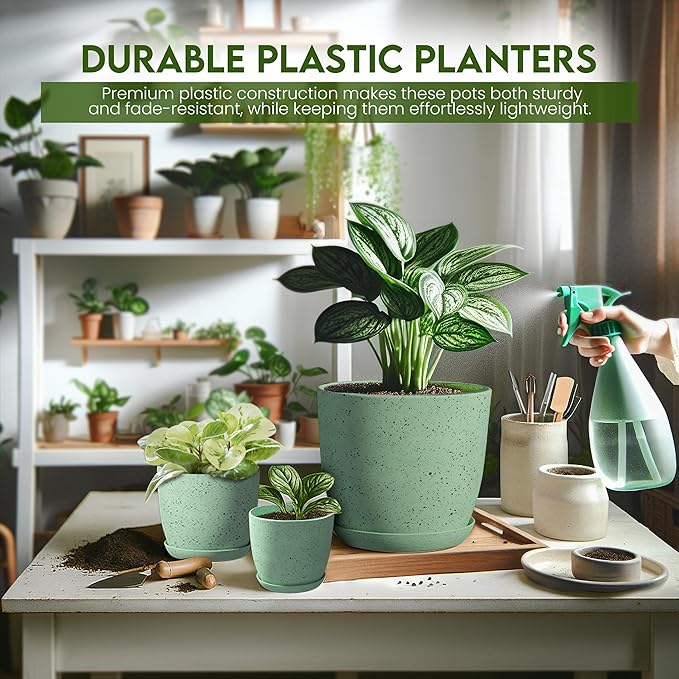 Utopia Home - Spotty Plant Pots Indoor - 7/6.6/6/5.3/4.8 Inches Flower Pots - - Image 5