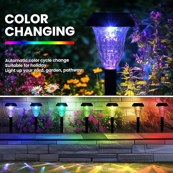Solar Pathway Lights Outdoor Waterproof 12 Pack Color Changing Garden Light - Image 3
