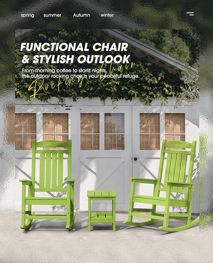 KINGYES HDPE Rocking Chairs Outdoor, Patio Rocking Chairs - Image 5