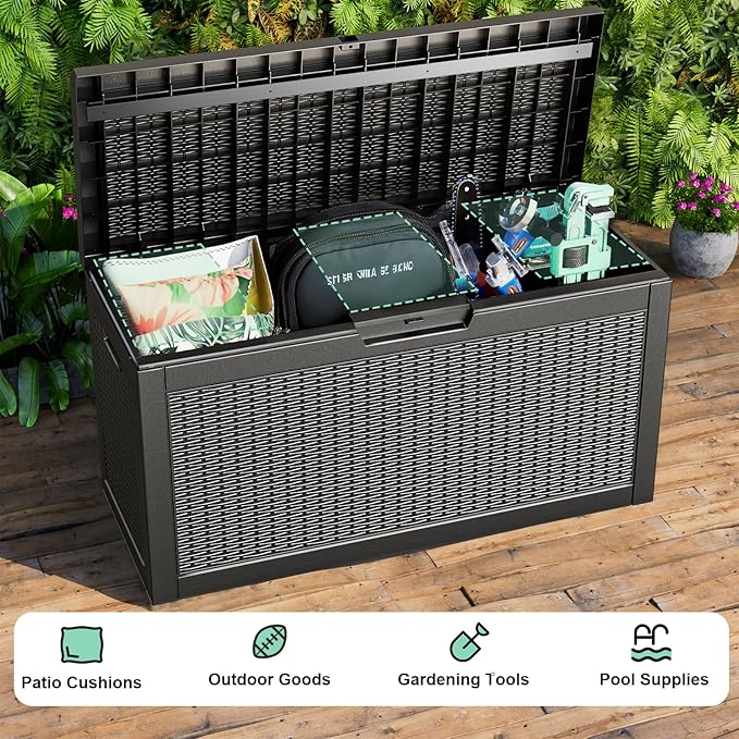 ROJIK Outdoor Storage Housing Deck Box, Waterproof Patio Furniture, Garden Tools - Image 6