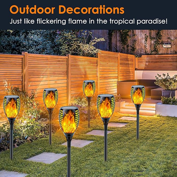 4 Pack Super Larger Size Solar Flame Torch Lights - Image 2