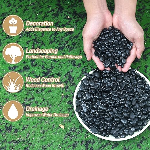 2lb Black Rocks for Planters- 1/4" - Image 3