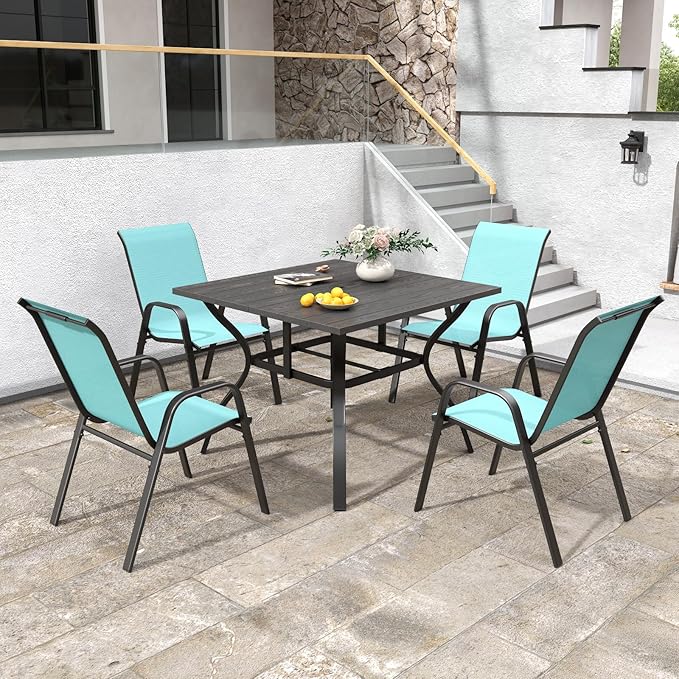 Patio Chairs Set of 8, Stackable Outdoor Dining Chairs - Image 7