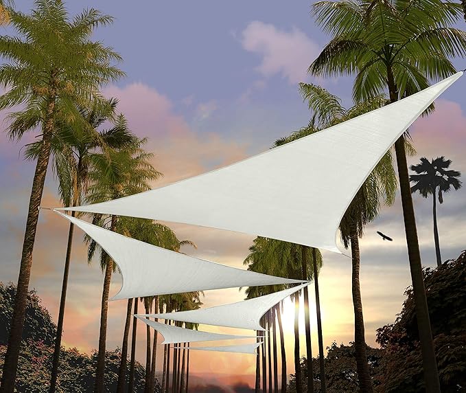 Amgo Custom Size 8' x 8' x 8' White Triangle Sun Shade Sail Order to Make by Amgo