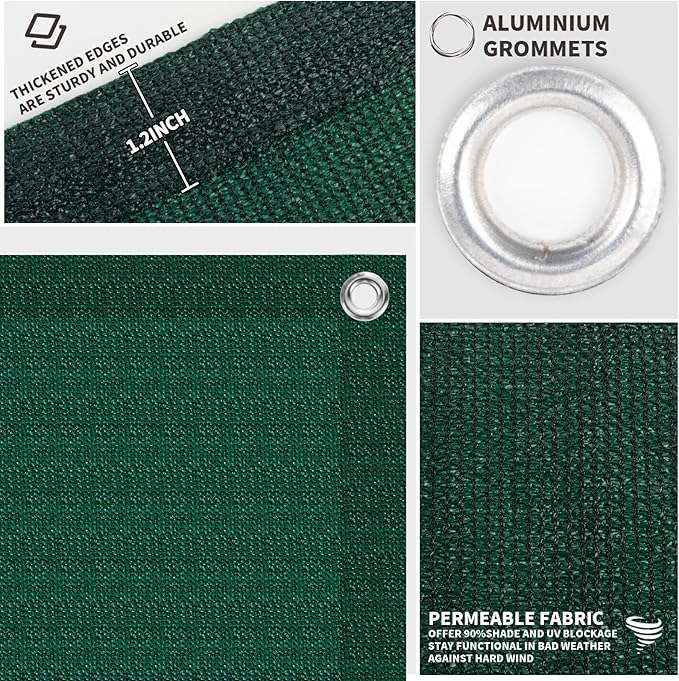 LOVE STORY Custom Size 3'x15' Dark Green Balcony Privacy Screen, UV Block - Image 3