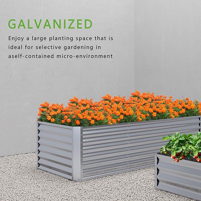 2PCS 8x2x1FT Galvanized Raised Garden Bed, Planter Raised Beds-Metal Garden Box - Image 6