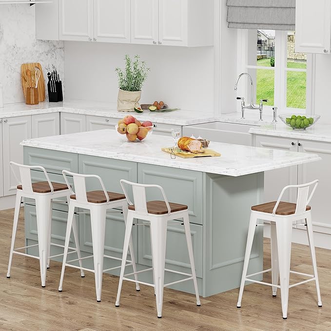 Yongchuang 26 inch Metal Bar Stools Set of 4 Counter Height Barstools Farmhouse - Image 5