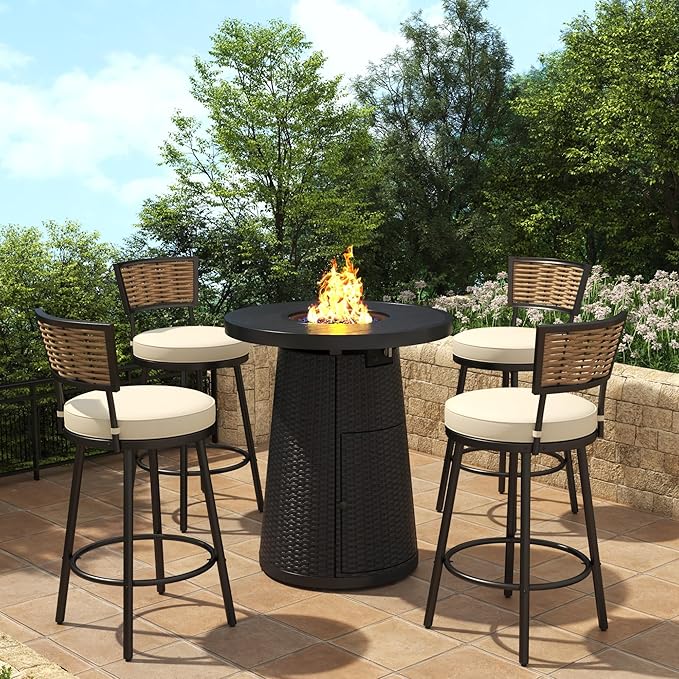 PIZZELLO 5-Piece Patio Swivel Bar Set by PIZZELLO