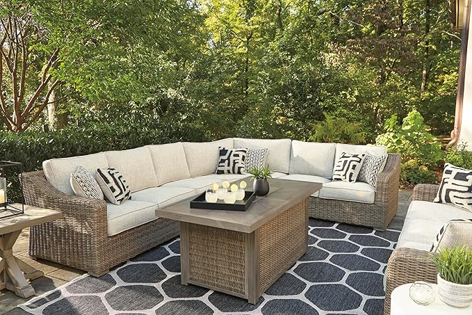 Signature Design by Ashley Beachcroft Outdoor Left & Right Arm Facing Wicker - Image 7