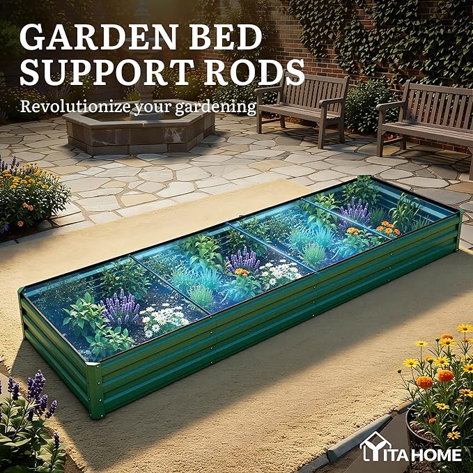 YITAHOME 12x4x1ft Large Raised Garden Bed Kit, Galvanized Metal Planter Box - Image 7