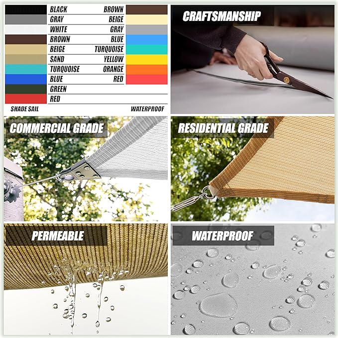 Amgo Custom Size 20' x 20' x 20' Blue Triangle Sun Shade Sail UPF50+ AGTAPRT12 - Image 7