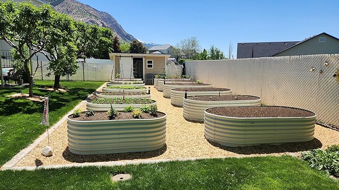 A ANLEOLIFE 12-Set 8X4X2 ft Galvanized Raised Garden Bed Kit, Oval Metal Deep - Image 4