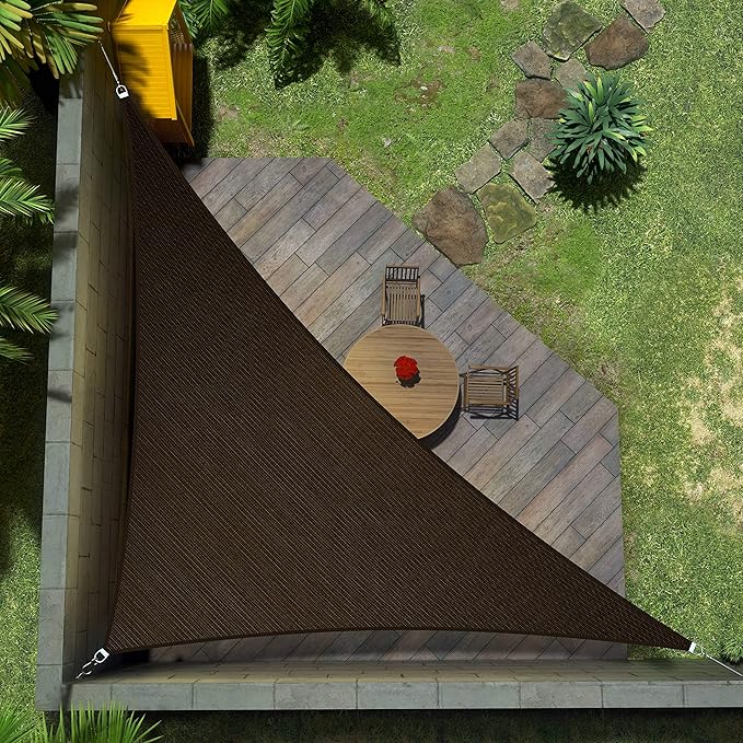 Amgo 18' x 18' x 25.5' Brown Right Triangle Sun Shade Sail UPF50+ Canopy Awning by Amgo
