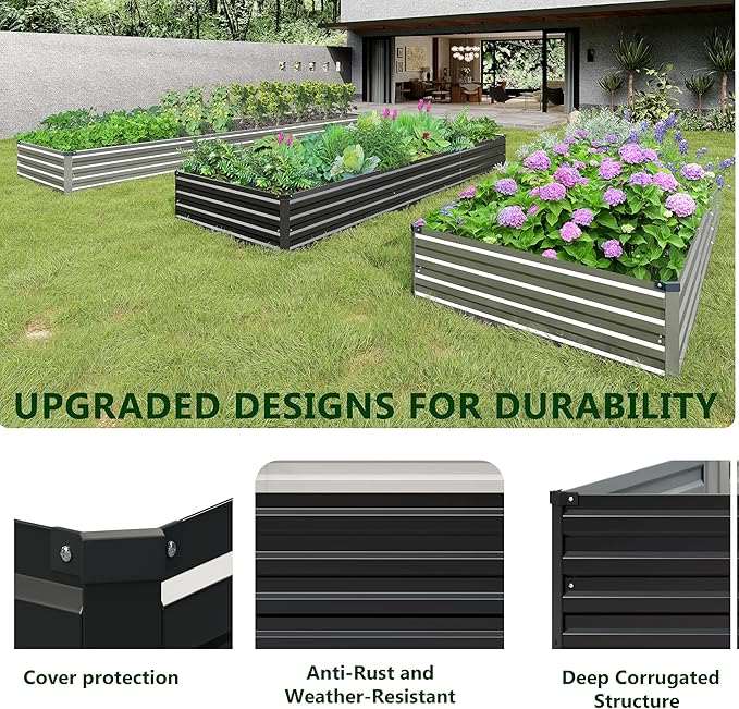 2PCS 12x3x1ft Galvanized Raised Garden Bed Kit, Metal Planter Box - Image 6