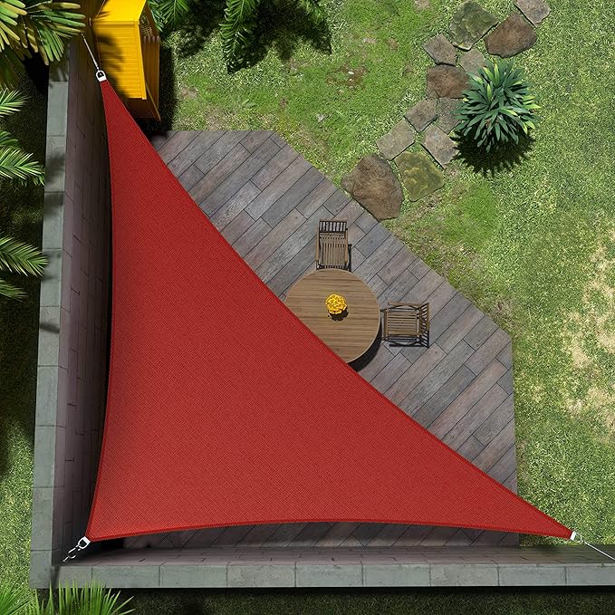 Amgo Custom Size 11' x 16' x 19.4' Red Right Triangle Sun Shade Sail UPF50+ by Amgo