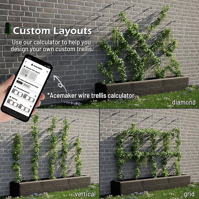 Wire Trellis for Climbing Plants Outdoor, 12-Set Wall Wire Trellis Kit - Image 3