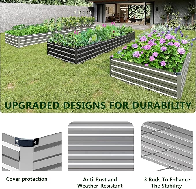2PCS 10x3x1ft Galvanized Raised Garden Bed Kit, Metal Planter Box - Image 6