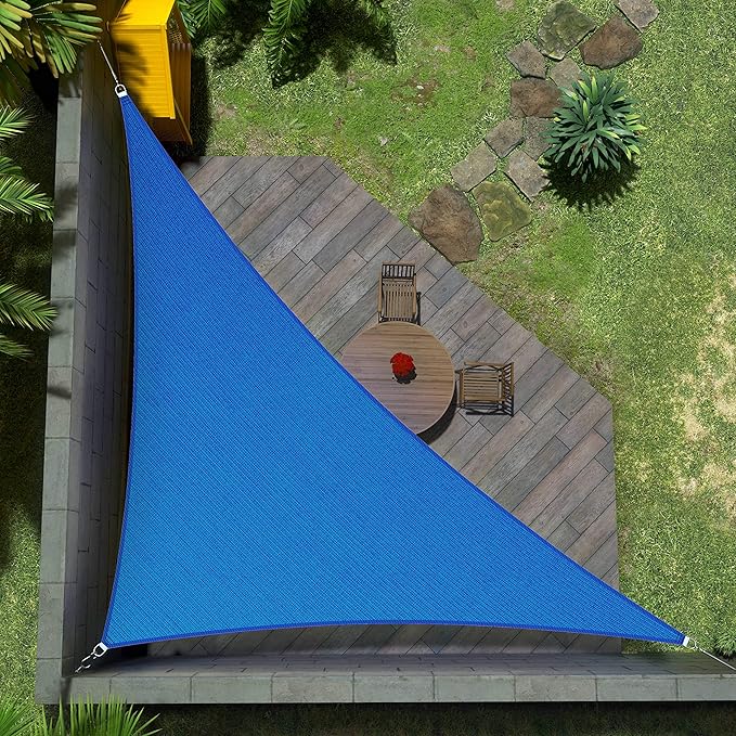 Amgo Custom Size 15' x 18' x 23.4' Blue Right Triangle Sun Shade Sail UPF50+ by Amgo
