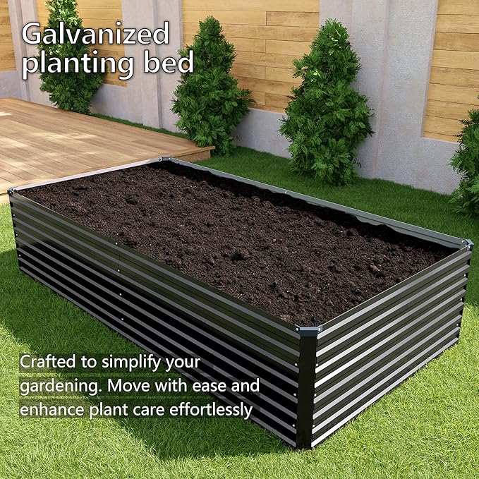 12x2x2FT Galvanized Raised Garden Bed Kit, Vegetable Plant Boxes-Rectangle - Image 7