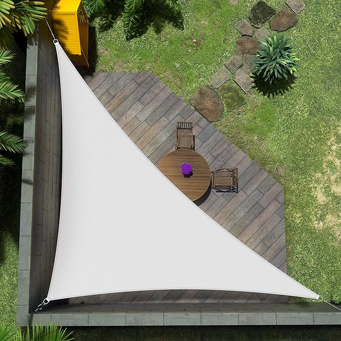 Amgo Custom Size 16' x 18' x 24.1' White Right Triangle Sun Shade Sail UPF50+ by Amgo