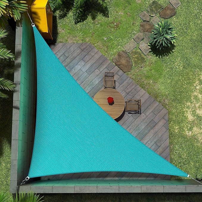Amgo Custom Size 17' x 17' x 24' Turquoise Triangle Sun Shade Sail UPF50+ by Amgo