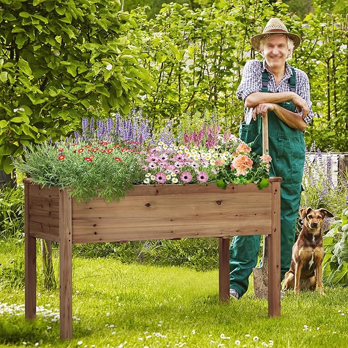 Yaheetech 1pc Raised Garden Bed 48x24x30in Elevated Wooden Horticulture Planter - Image 2
