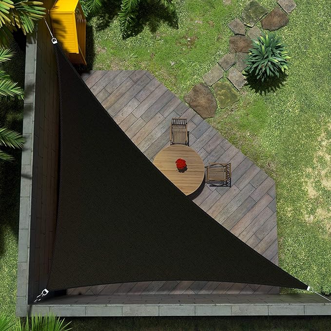 Amgo Custom Size 11' x 21' x 23.7' Black Right Triangle Sun Shade Sail Order to by Amgo