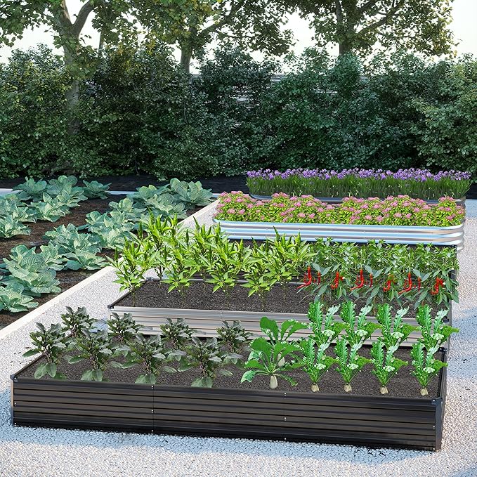 2PCS 8x4x1FT Galvanized Raised Garden Bed Kit, Vegetable Boxes-Rectangle Metal - Image 8